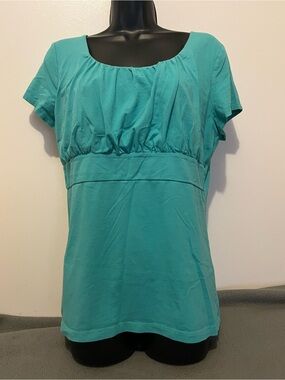 Ann Taylor Teal Short Sleeve Scoop Neck Top XL .. 14/16